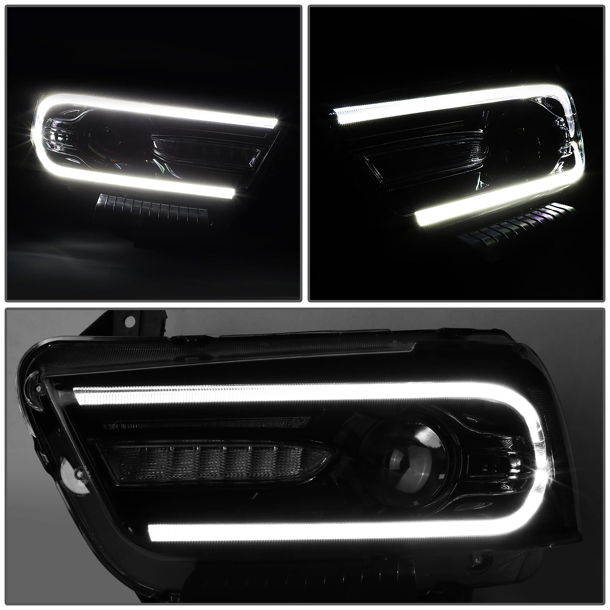 LED DRL Sequential Projector Headlights<br>11-14 Dodge Charger