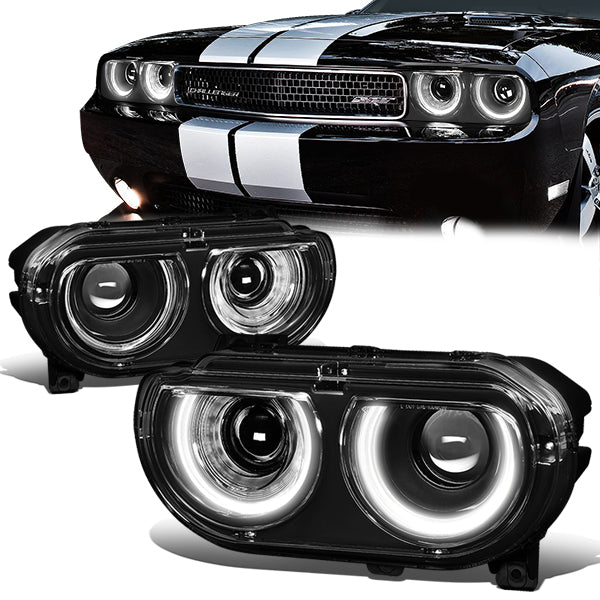 LED DRL Halo Sequential Projector Headlights<br>08-14 Dodge Challenger