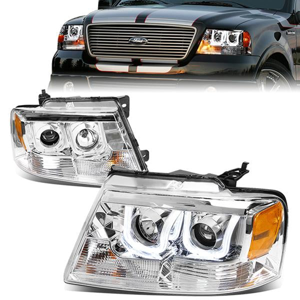 LED DRL Projector Headlights<br>04-08 Ford F-150, 06-08 Lincoln Mark LT