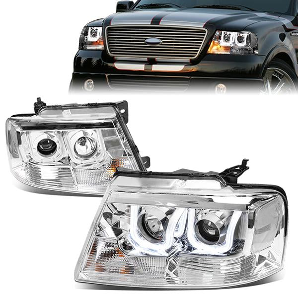 LED DRL Projector Headlights<br>04-08 Ford F-150, 06-08 Lincoln Mark LT