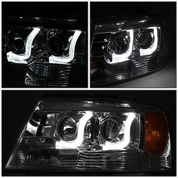 LED DRL Projector Headlights<br>04-08 Ford F-150, 06-08 Lincoln Mark LT