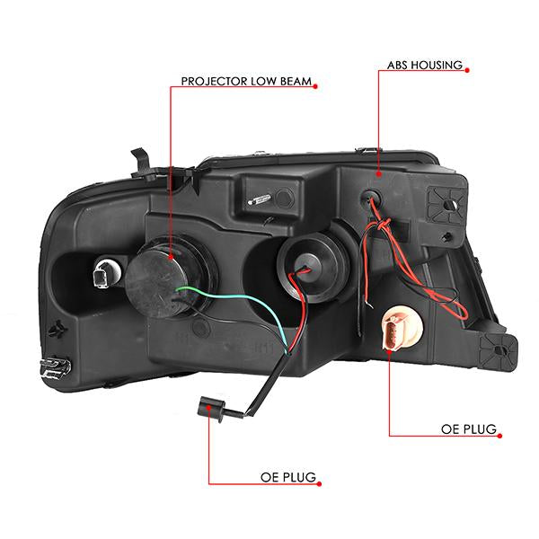 LED DRL Projector Headlights<br>04-08 Ford F-150, 06-08 Lincoln Mark LT