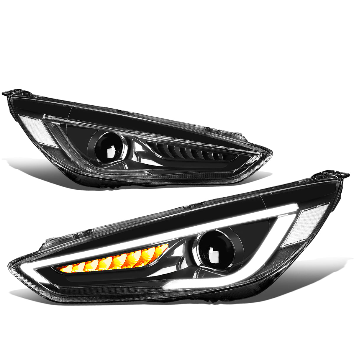 LED DRL Sequential Projector Headlights<br>15-18 Ford Focus