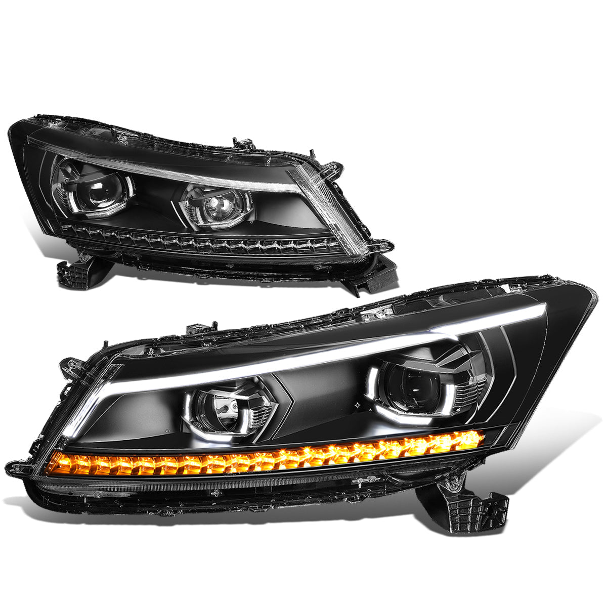 LED DRL Sequential Projector Headlights<br>08-12 Honda Accord