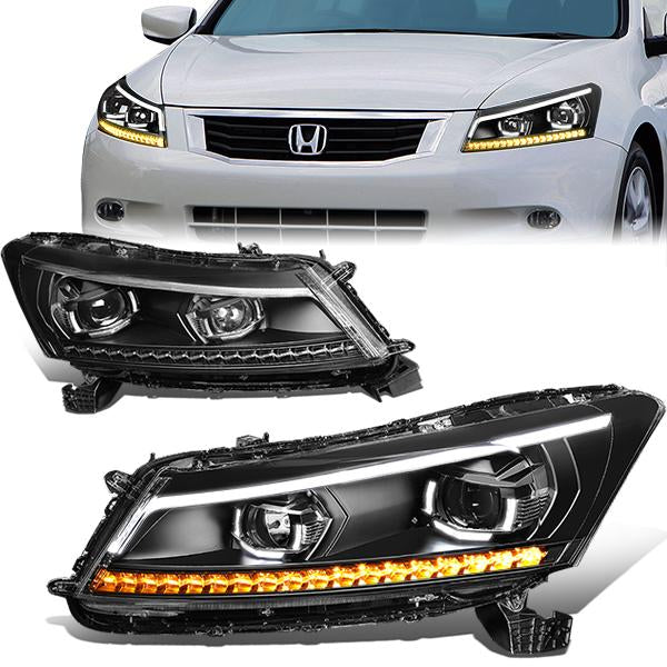 LED DRL Sequential Projector Headlights<br>08-12 Honda Accord