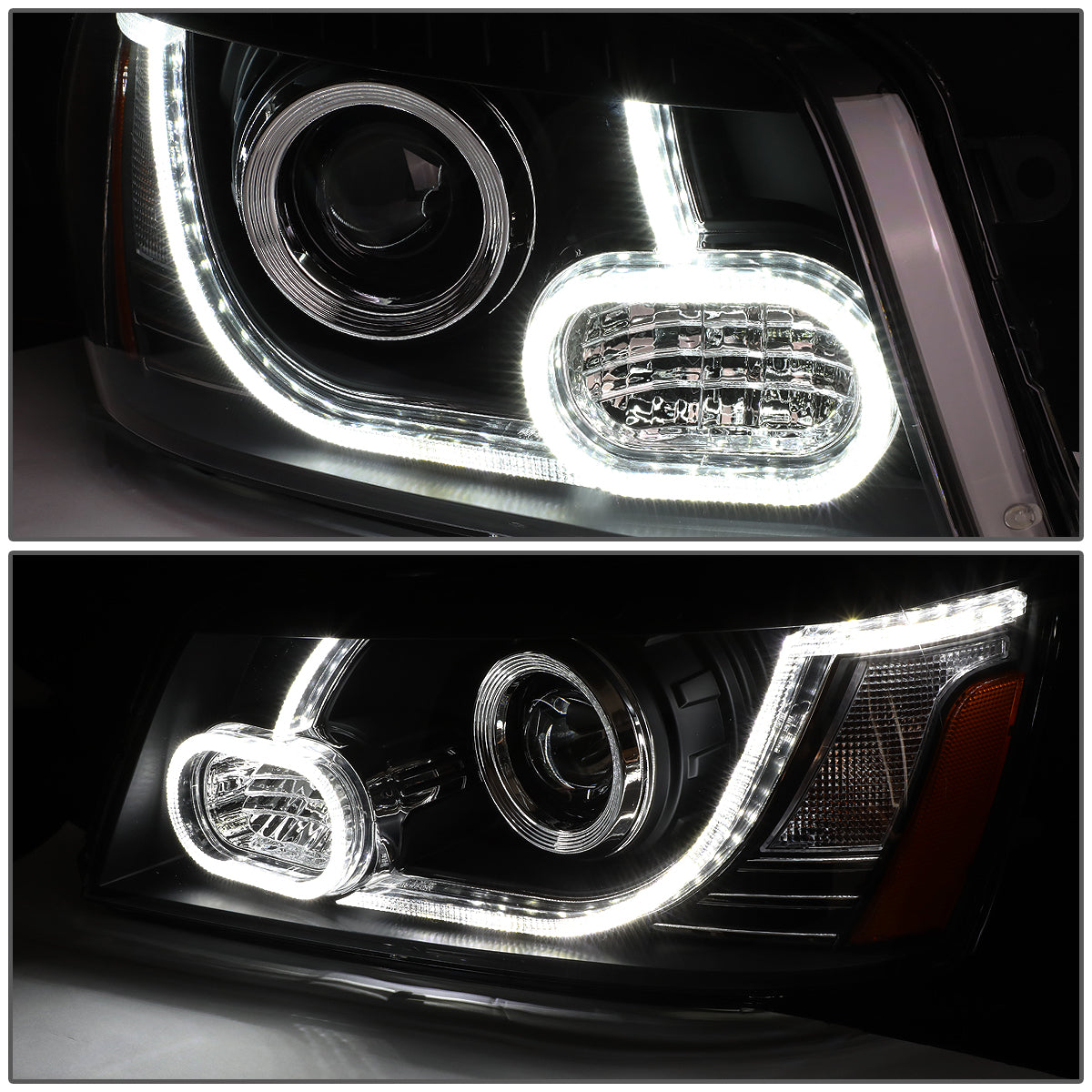 LED DRL Projector Headlights<br>01-07 Toyota Highlander