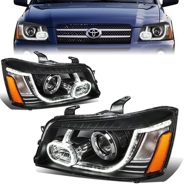 LED DRL Projector Headlights<br>01-07 Toyota Highlander