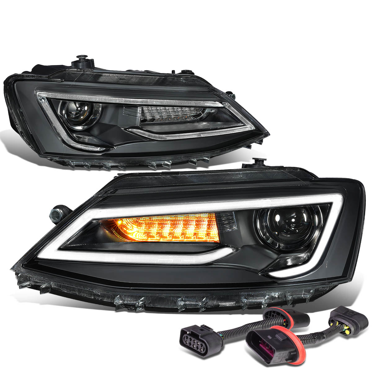 LED DRL Sequential Projector Headlights<br>11-18 Volkswagen Jetta