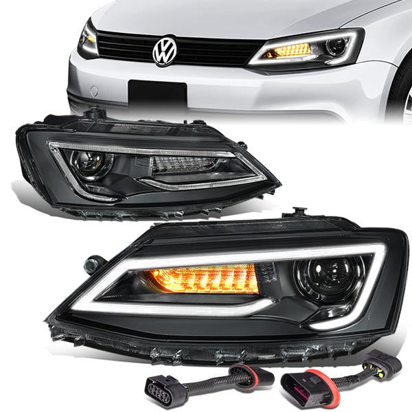 LED DRL Sequential Projector Headlights<br>11-18 Volkswagen Jetta