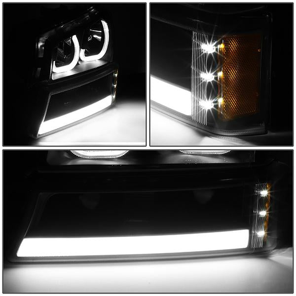 LED DRL Halo Headlights<br>03-06 Chevy Avalanche Silverado 1500-3500