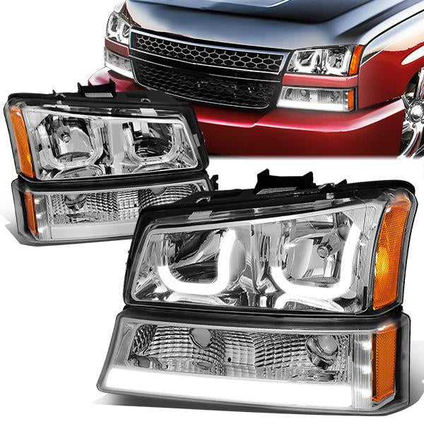 LED DRL Halo Headlights<br>03-06 Chevy Avalanche Silverado 1500-3500