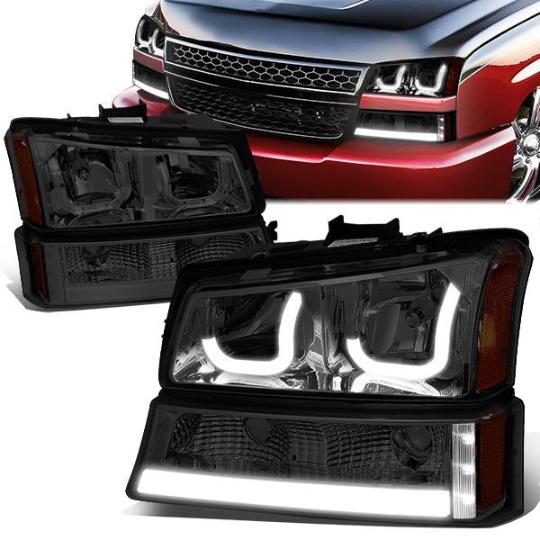 LED DRL Halo Headlights<br>03-06 Chevy Avalanche Silverado 1500-3500