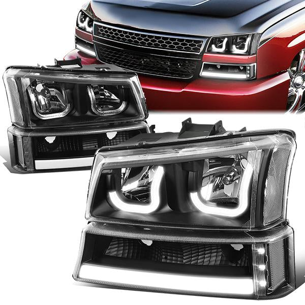 LED DRL Halo Headlights<br>03-06 Chevy Avalanche Silverado 1500-3500