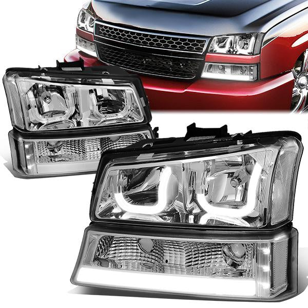 LED DRL Halo Headlights<br>03-06 Chevy Avalanche Silverado 1500-3500