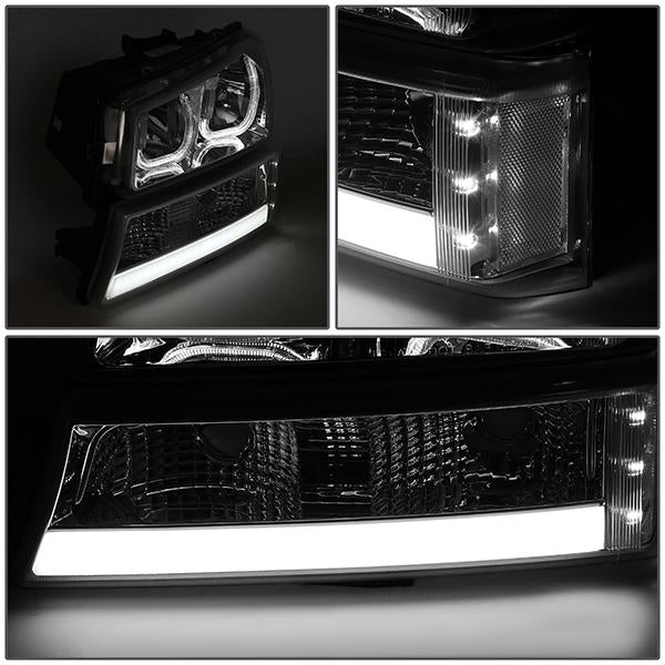 LED DRL Halo Headlights<br>03-06 Chevy Avalanche Silverado 1500-3500