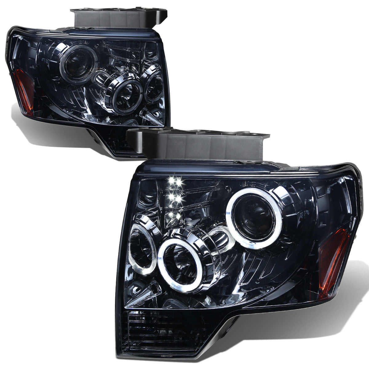 LED DRL Halo Projector Headlights<br>09-14 Ford F-150