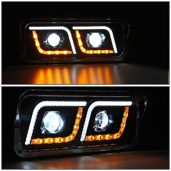 LED DRL Projector Headlights<br>81-19 Kenworth W900 Western Star 4800