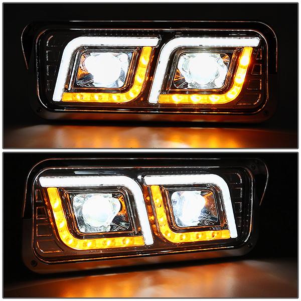 LED DRL Projector Headlights<br>81-19 Kenworth W900 Western Star 4800