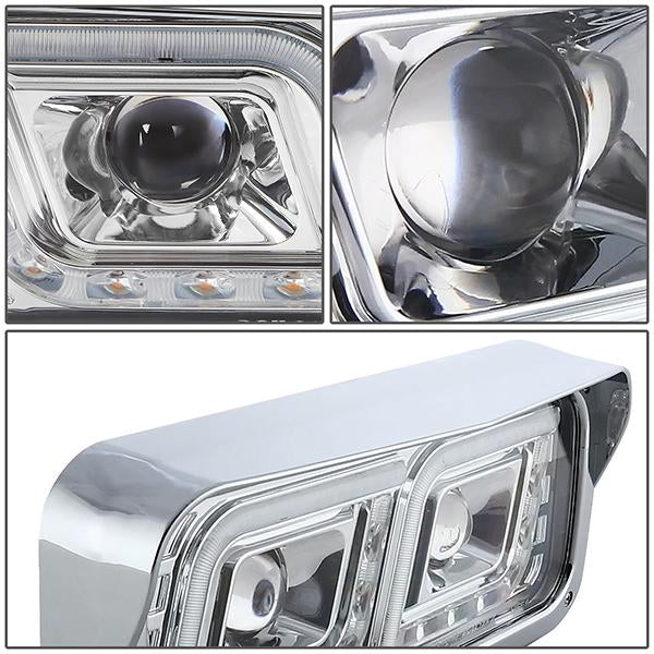 LED DRL Projector Headlights<br>81-19 Kenworth W900 Western Star 4800