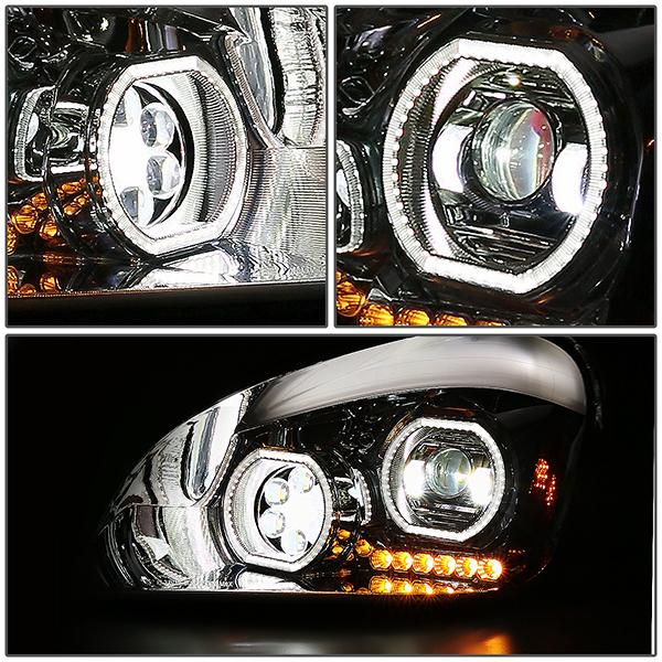 LED DRL Halo Projector Headlights<br>08-17 Freightliner Cascadia