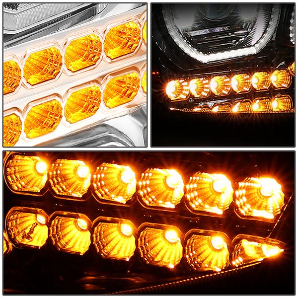 LED DRL Halo Projector Headlights<br>08-17 Freightliner Cascadia