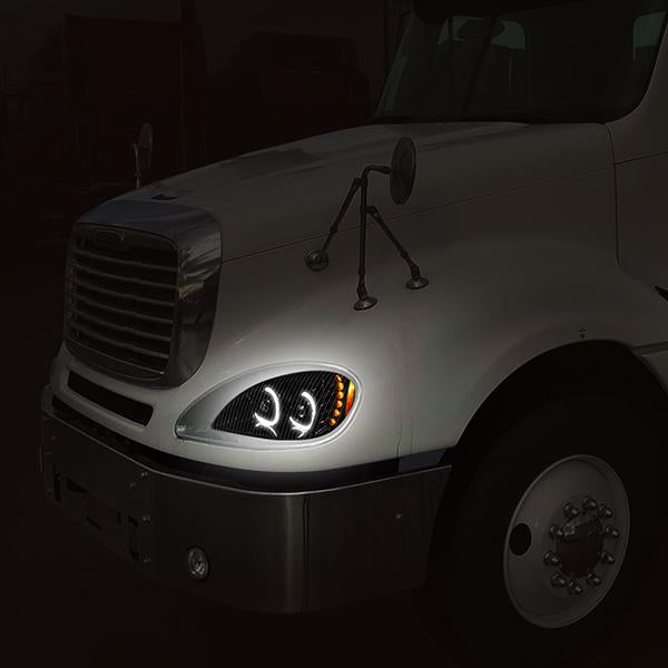 LED DRL Halo Projector Headlights<br>05-17 Freightliner Columbia, 2004 Columbia