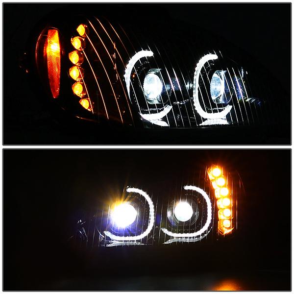 LED DRL Halo Projector Headlights<br>05-17 Freightliner Columbia, 2004 Columbia