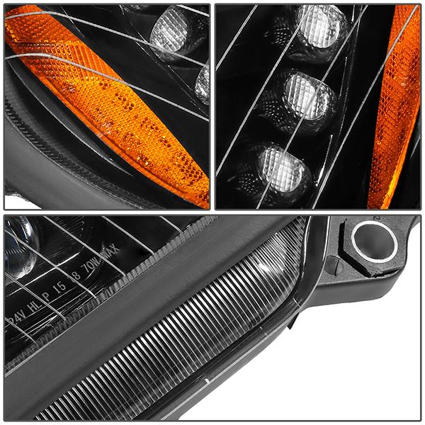 LED DRL Halo Projector Headlights<br>05-17 Freightliner Columbia, 2004 Columbia