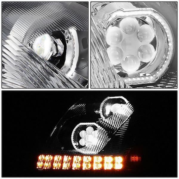 LED DRL Halo Sequential Projector Headlights<br>04-18 Volvo VN VNL 300 400 430 630 740 760 860