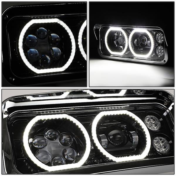 LED DRL Halo Projector Headlights<br>81-19 Kenworth W900 Western Star 4800