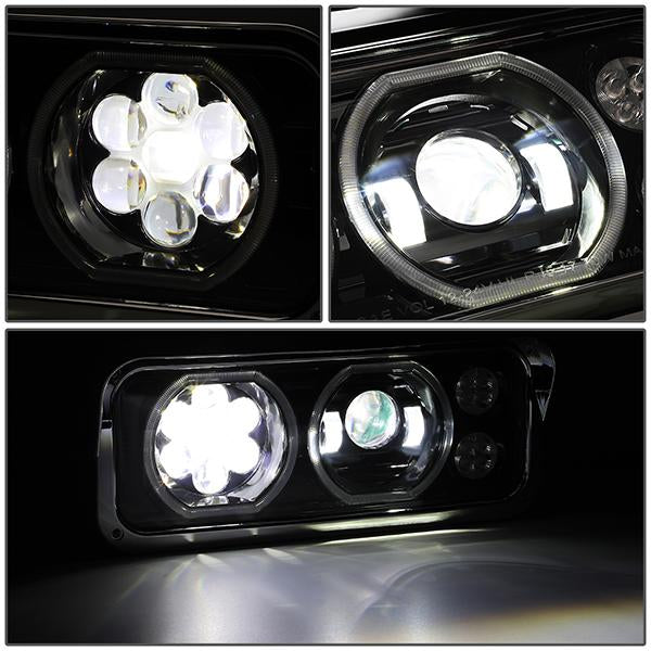 LED DRL Halo Projector Headlights<br>81-19 Kenworth W900 Western Star 4800