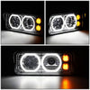 LED DRL Halo Projector Headlights<br>81-19 Kenworth W900 Western Star 4800