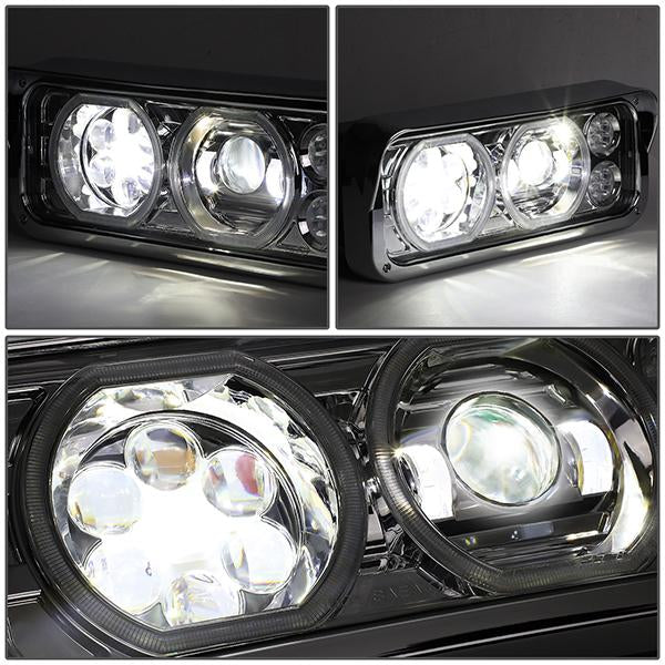 LED DRL Halo Projector Headlights<br>81-19 Kenworth W900 Western Star 4800