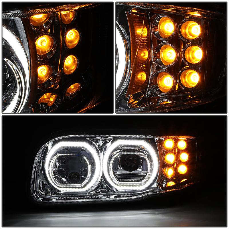 LED DRL Halo Projector Headlights<br>08-22 Peterbilt 389 388 567