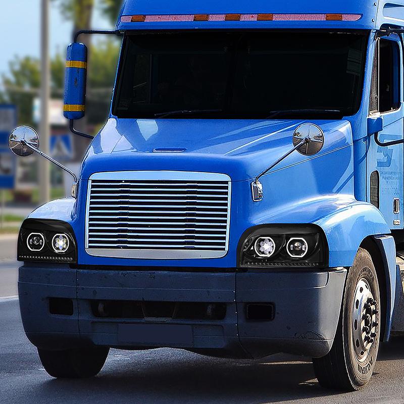 LED DRL Halo Sequential Projector Headlights<br>96-10 Freightliner Century