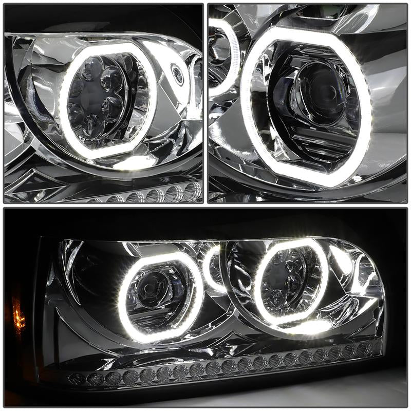 LED DRL Halo Sequential Projector Headlights<br>96-10 Freightliner Century