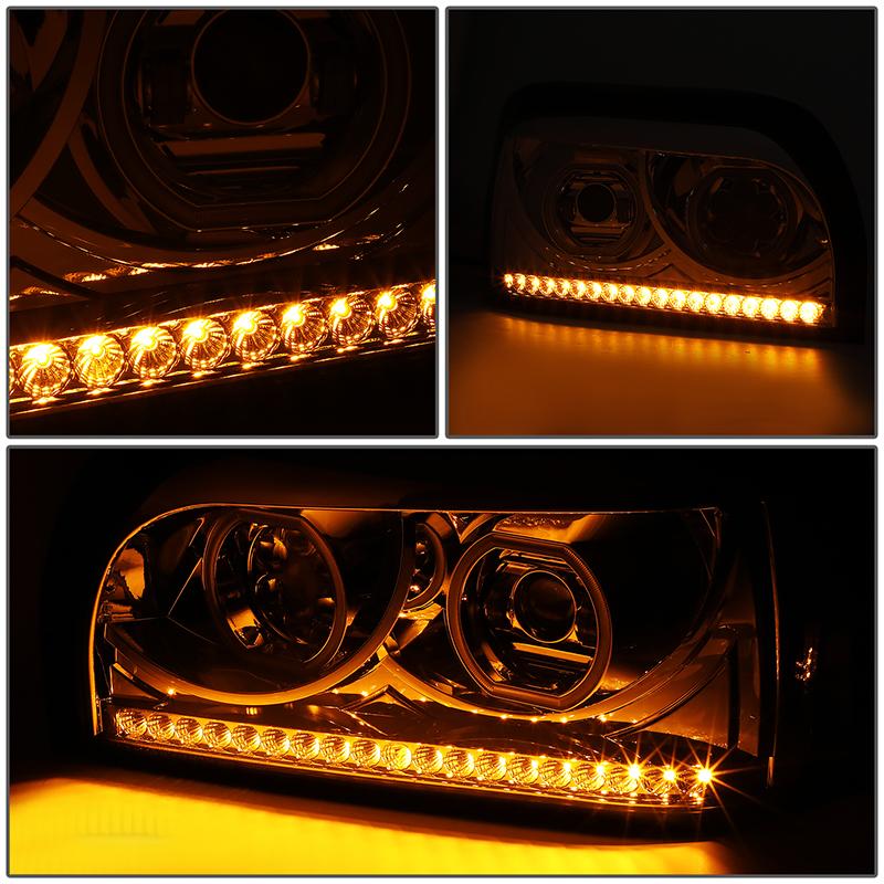 LED DRL Halo Sequential Projector Headlights<br>96-10 Freightliner Century