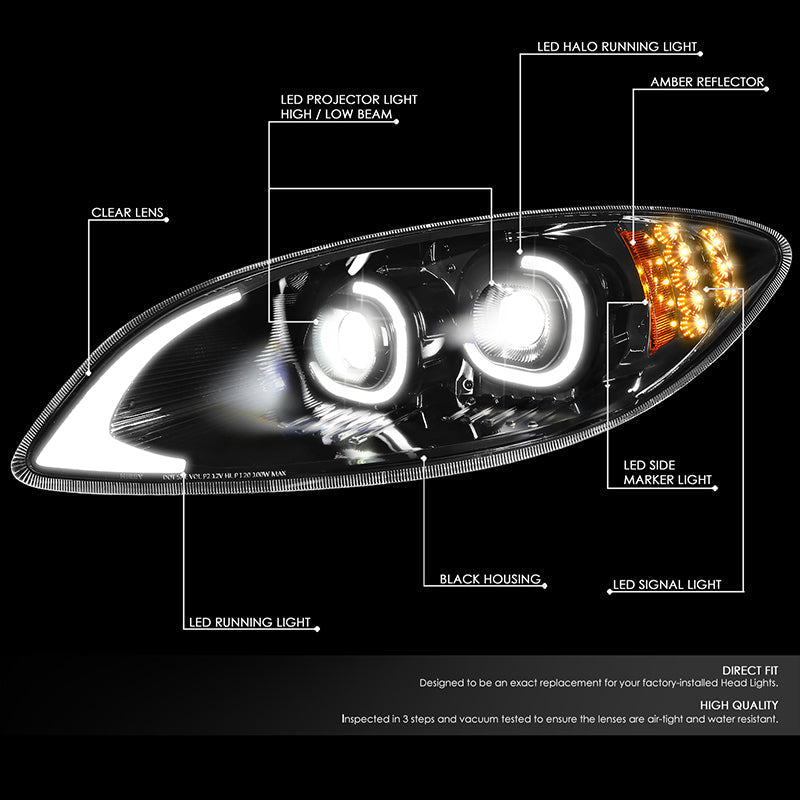 LED DRL Halo Projector Headlights<br>09-18 International Harvester ProStar