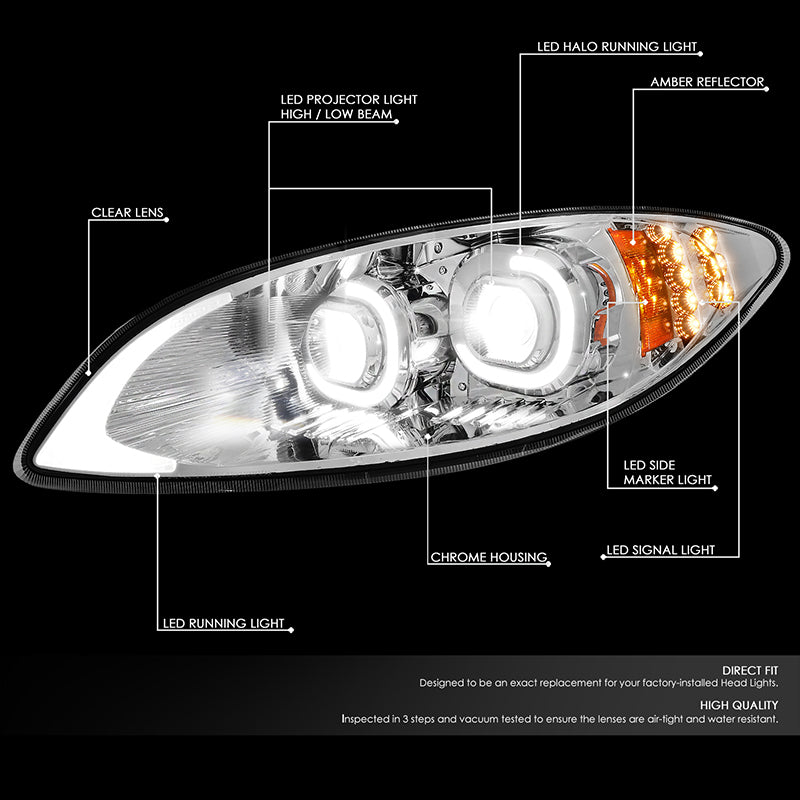 LED DRL Halo Projector Headlights<br>09-18 International Harvester ProStar