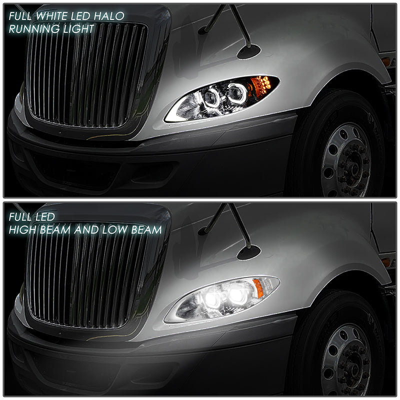 LED DRL Halo Projector Headlights<br>09-18 International Harvester ProStar