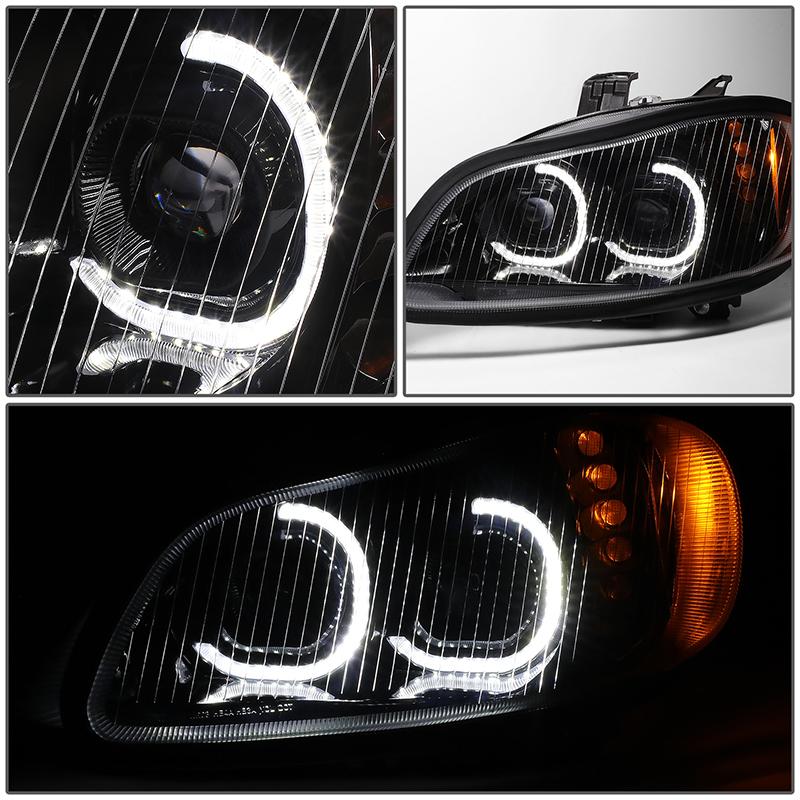 LED DRL Halo Projector Headlights<br>03-19 Freightliner M2 106 112