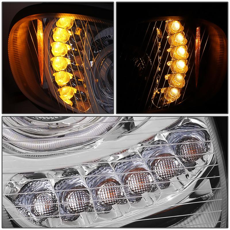 LED DRL Halo Projector Headlights<br>03-19 Freightliner M2 106 112