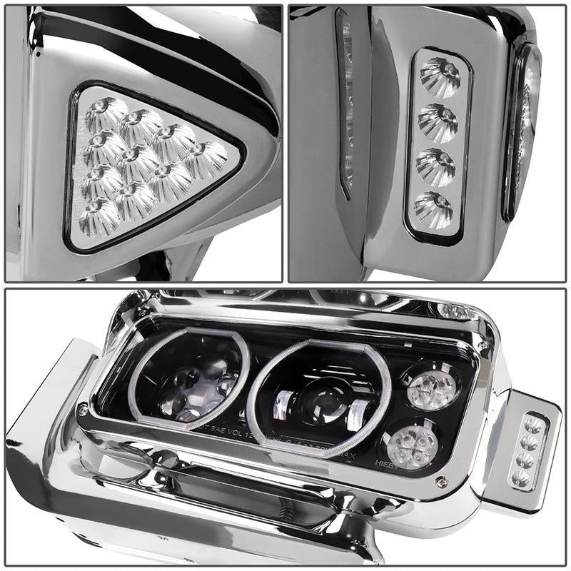 LED DRL Halo Projector Headlights<br>81-88 Peterbilt 359, 87-07 379, 08-21 389