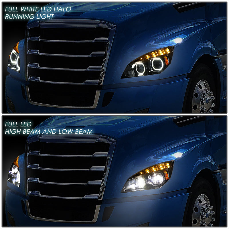 LED DRL Halo Projector Headlights<br>18-21 Freightliner Cascadia