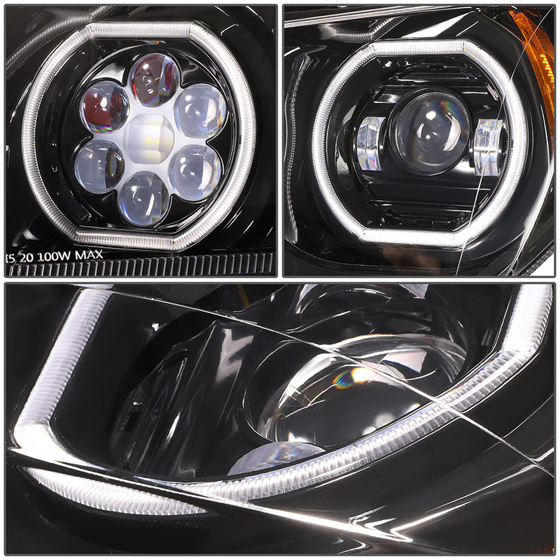 LED DRL Halo Projector Headlights<br>18-21 Freightliner Cascadia