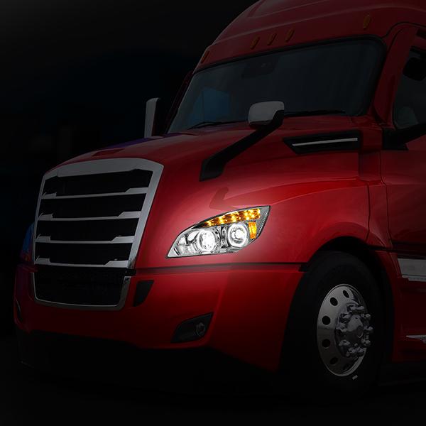 LED DRL Halo Projector Headlights<br>18-21 Freightliner Cascadia