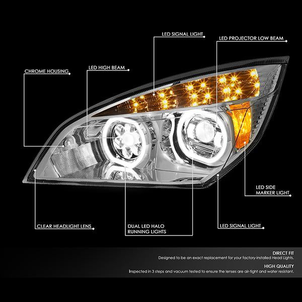 LED DRL Halo Projector Headlights<br>18-21 Freightliner Cascadia