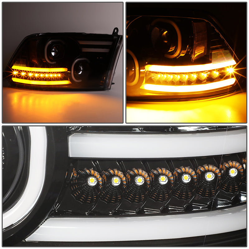 LED DRL Halo Projector Headlights<br>10-18 Ram 1500-3500, 2009 Dodge Ram 1500