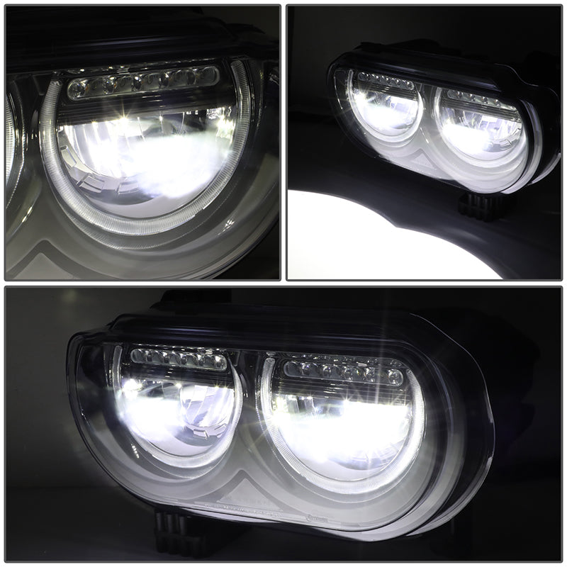 LED DRL Halo Projector Headlights<br>08-14 Dodge Challenger