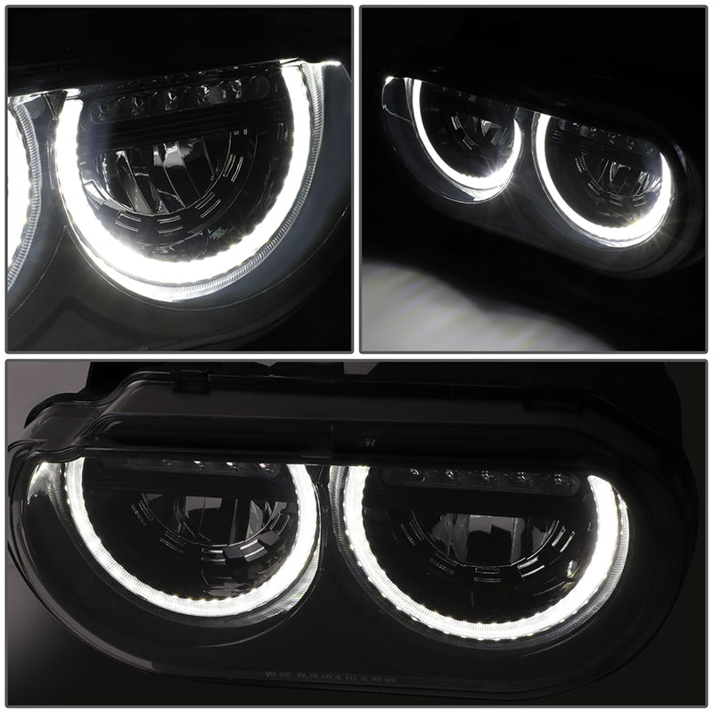 LED DRL Halo Projector Headlights<br>08-14 Dodge Challenger